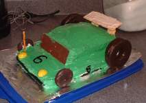 Race car cake, front view