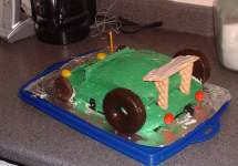 Race car cake, back view