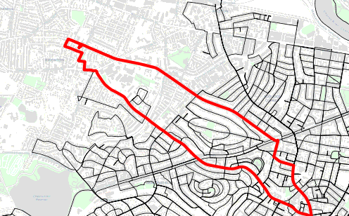 A segment of the walk map, showing where we've been