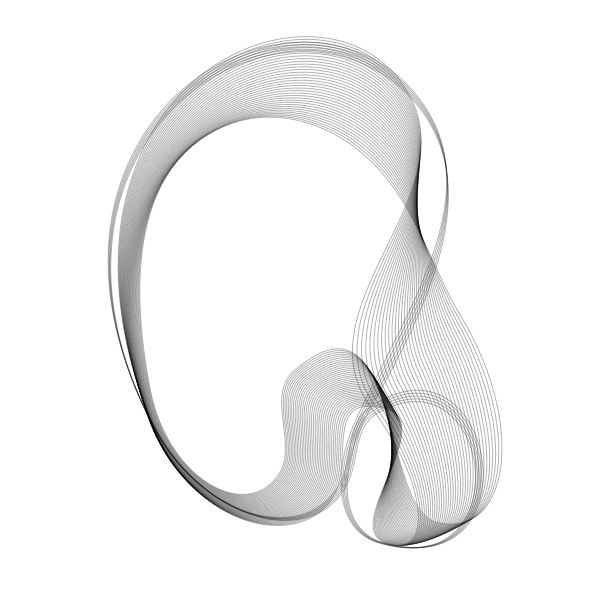 Swoopy lines flowing across the image, but with occasional jumps