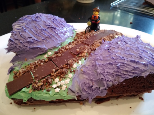 Cake about biking through fields of lavender