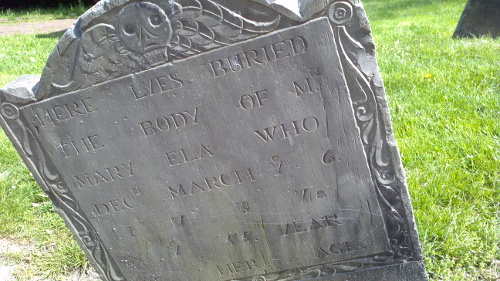 Gravestone of Mary Ela, died 1737