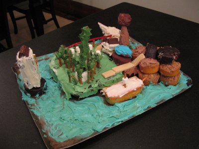 Myst island birthday cake