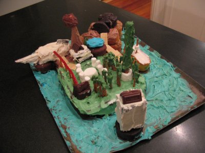 Myst island birthday cake