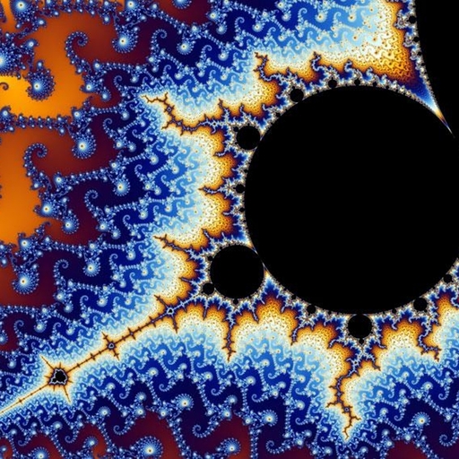 A portion of the Mandelbrot fractal, with interesting features