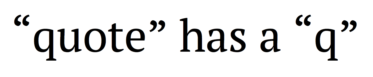 Close-up of PT Serif curly quotes on a word and a character