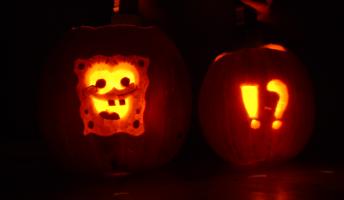 Two Halloween pumpkins