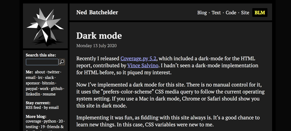 This site, in dark mode