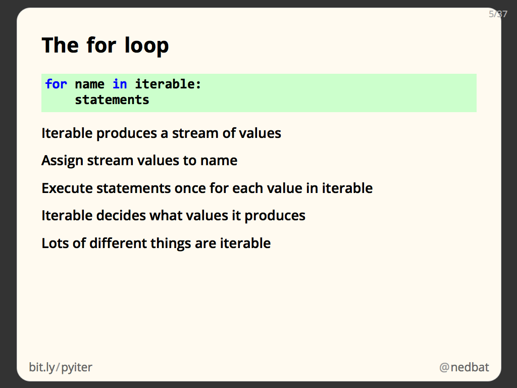 The for loop