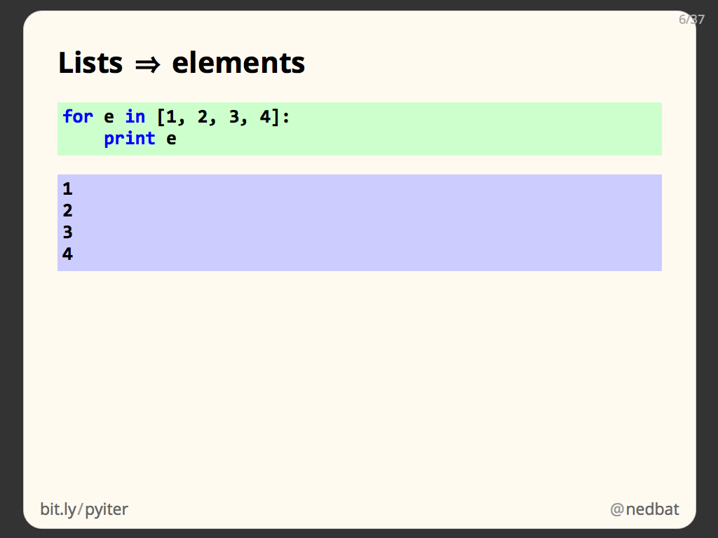 Lists ⇒ elements