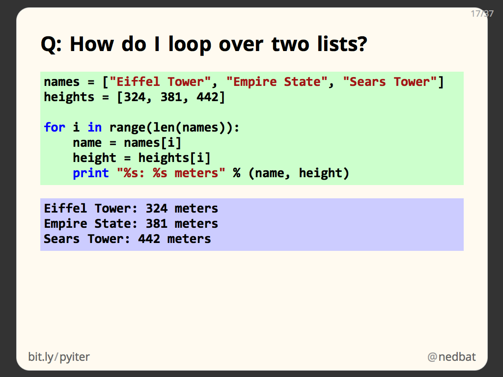 Q: How do I loop over two lists?