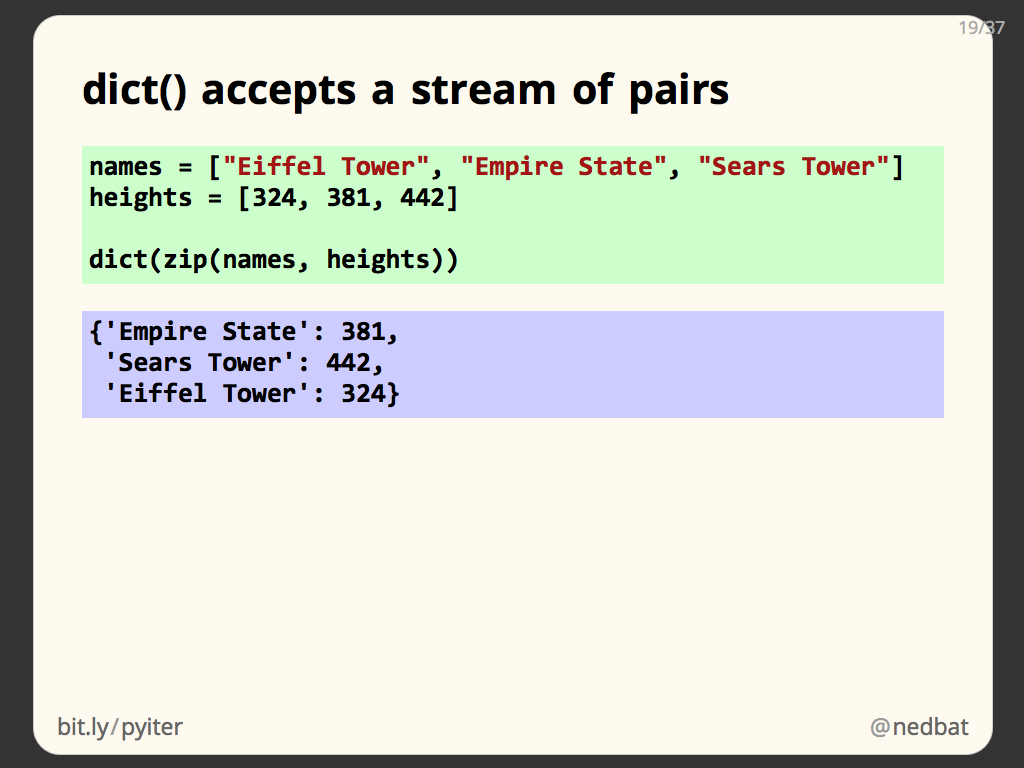 dict() accepts a stream of pairs