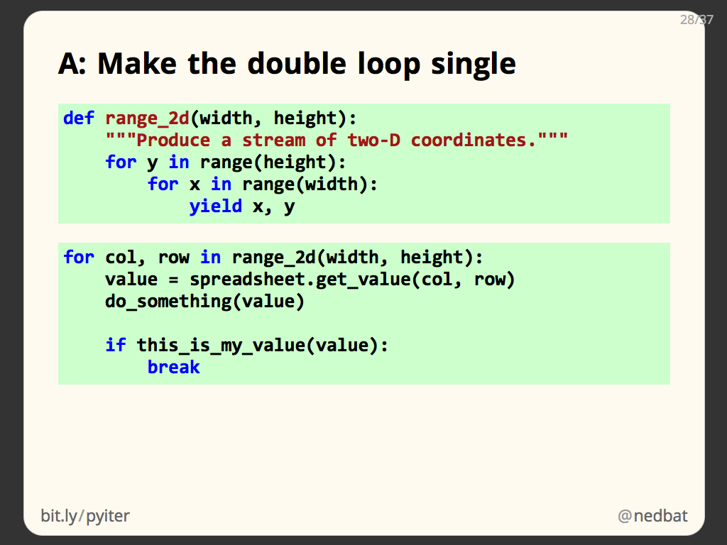 A: Make the double loop single