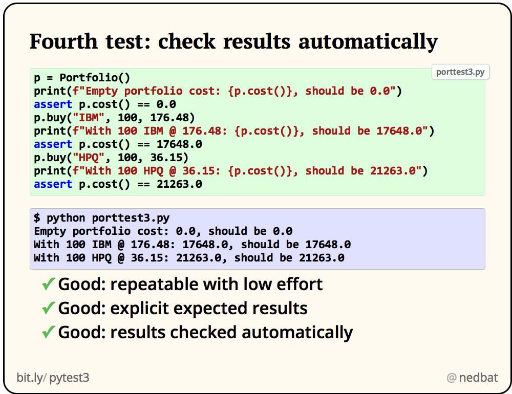 Fourth test: check results automatically