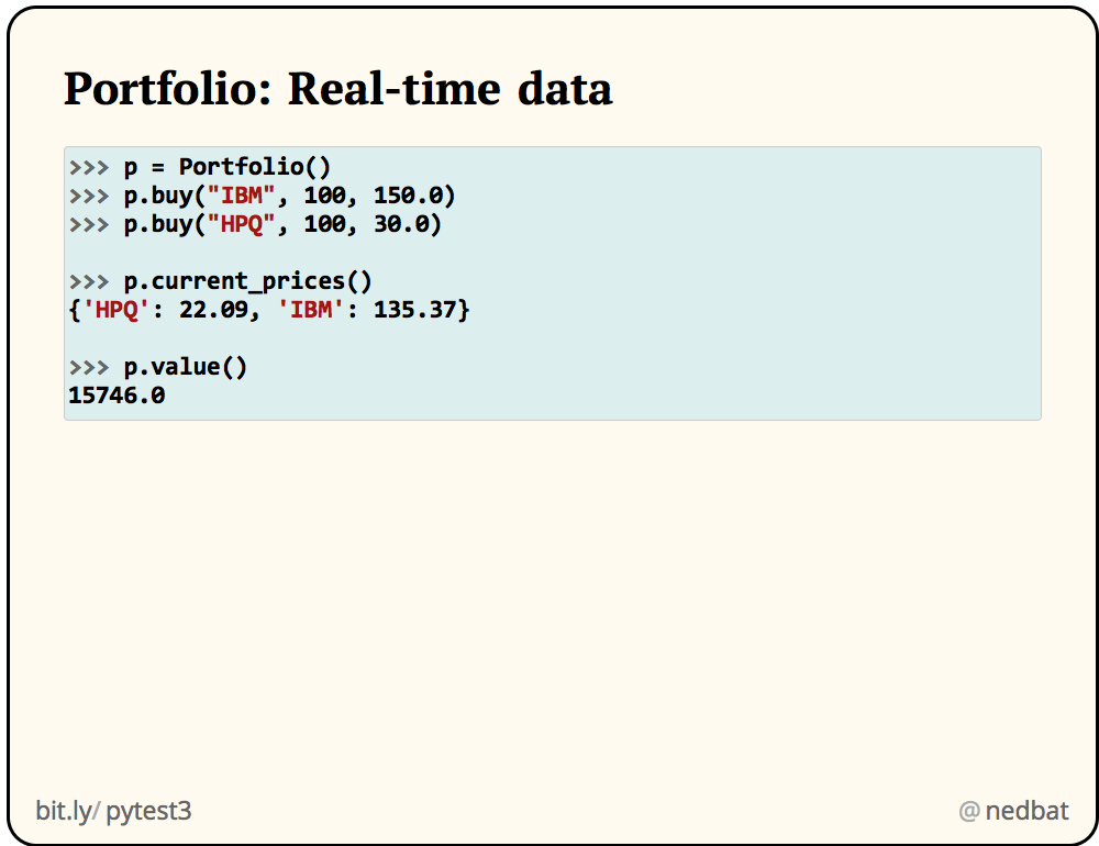 Portfolio: Real-time data