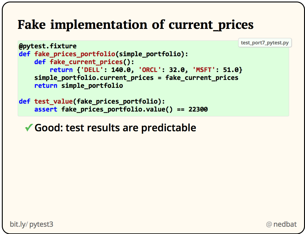 Fake implementation of current_prices