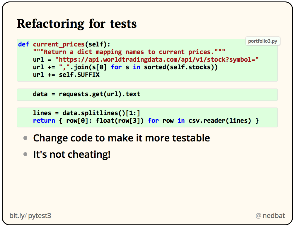 Refactoring for tests